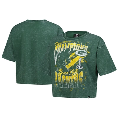 Women's New Era Green Bay Packers Cropped Boxy Sport Classics Mineral Wash T-Shirt