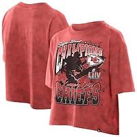 Women's New Era Red Kansas City Chiefs Cropped Boxy Sport Classics Mineral Wash T-Shirt