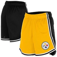 Women's New Era Gold/Black Pittsburgh Steelers Sport Classics Mesh Shorts