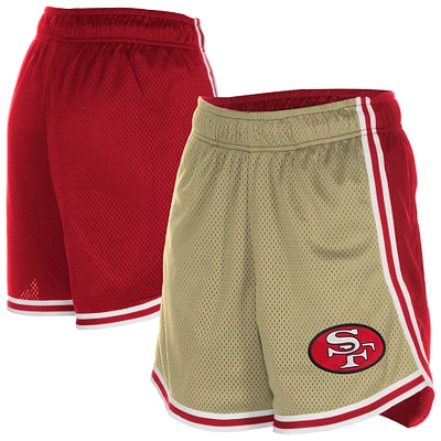 Women's New Era Gold/Scarlet San Francisco 49ers Throwback Sport Classics Mesh Shorts