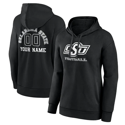 Women's Black Oklahoma State Cowboys Personalized Name & Number Monochrome Pullover Hoodie