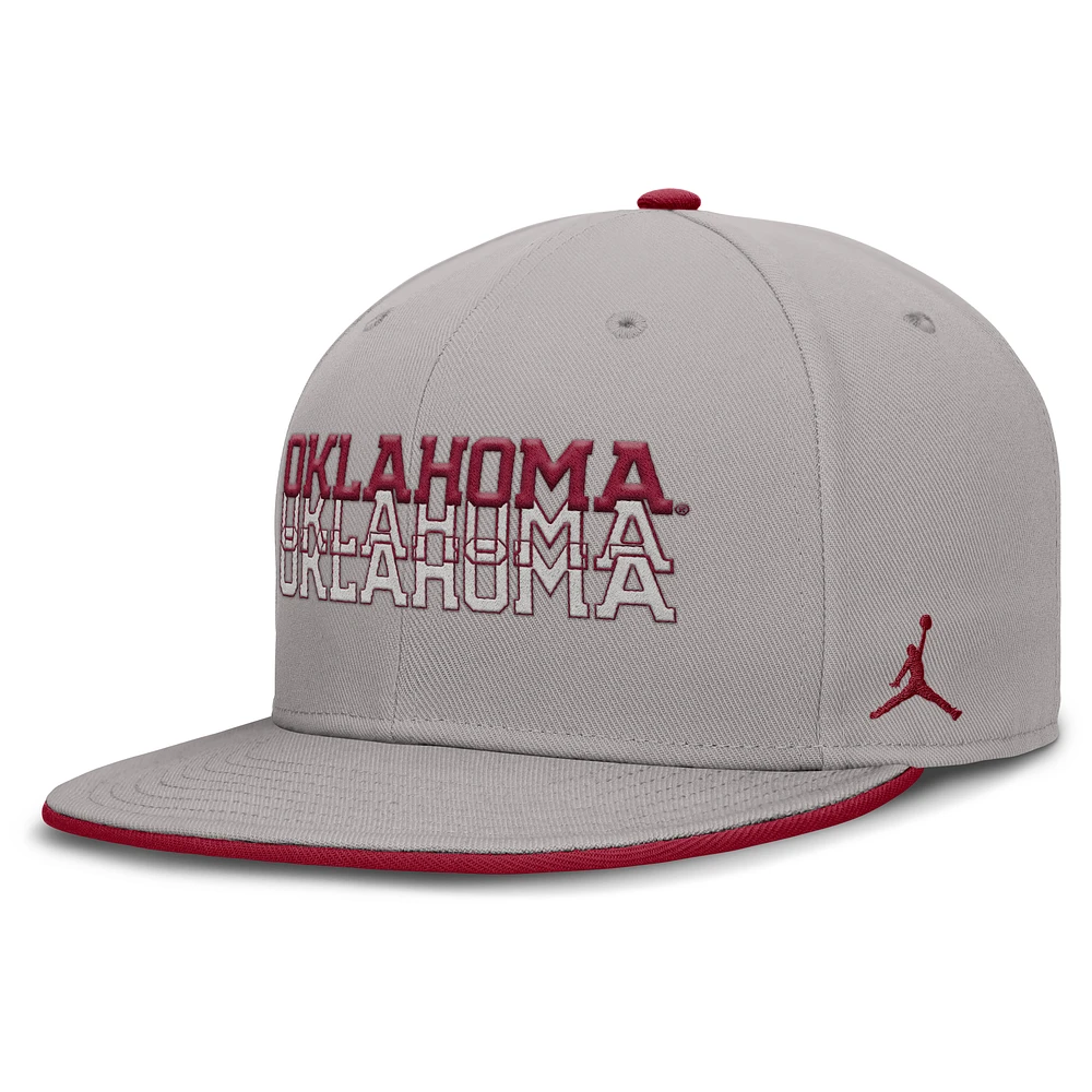 Men's Jordan Brand Gray Oklahoma Sooners True Primetime Performance Fitted Hat