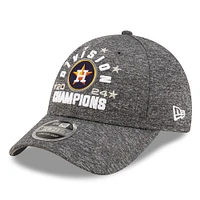 Men's New Era Heather Gray Houston Astros 2024 AL West Division Champions Locker Room 9FORTY Stretch-Snap Hat