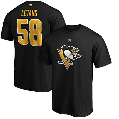 Men's Fanatics Kris Letang Black Pittsburgh Penguins Authentic Stack Name & Number T-Shirt