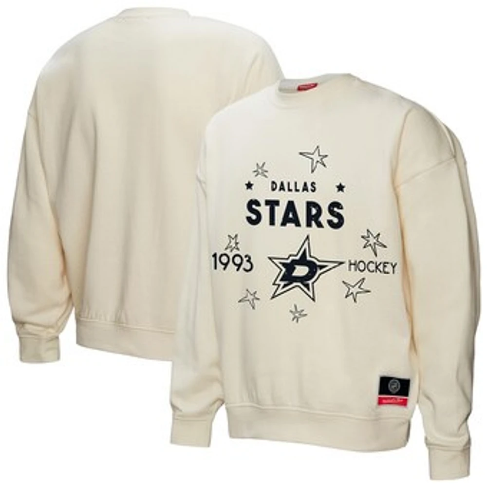 Women's Mitchell & Ness  Cream Dallas Stars Logo 3.0 Pullover Sweatshirt