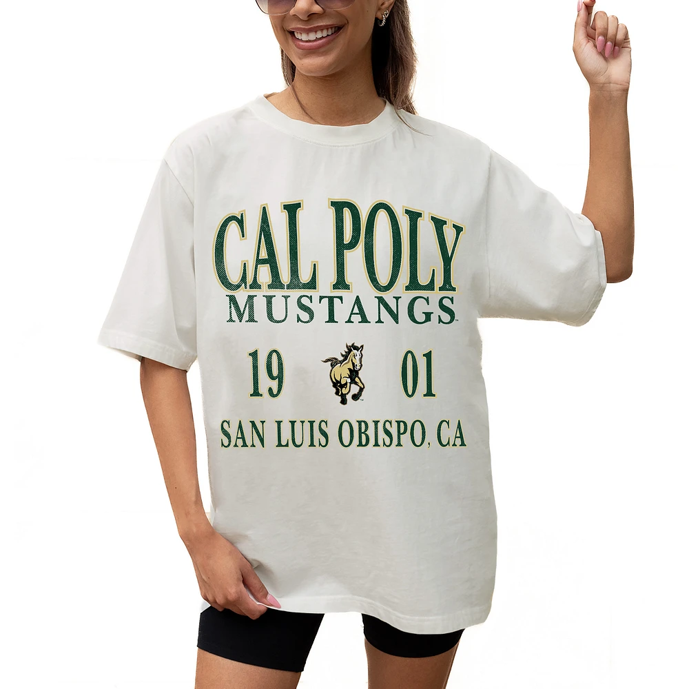 Women's Gameday Couture Cream Cal Poly Mustangs Unity Oversized T-Shirt