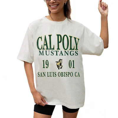 Women's Gameday Couture Cream Cal Poly Mustangs Unity Oversized T-Shirt