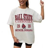 Women's Gameday Couture Cream Ball State Cardinals Unity Oversized T-Shirt