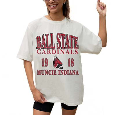 Women's Gameday Couture Cream Ball State Cardinals Unity Oversized T-Shirt