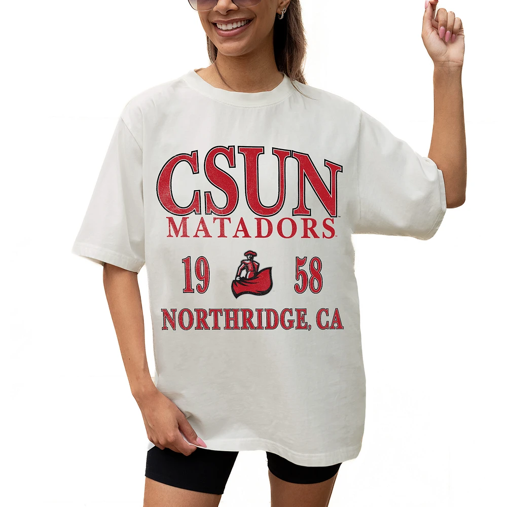 Women's Gameday Couture Cream Cal State Northridge Matadors Unity Oversized T-Shirt