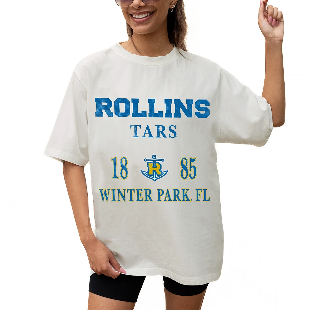 Women's Gameday Couture Cream Rollins College Tars Unity Oversized T-Shirt