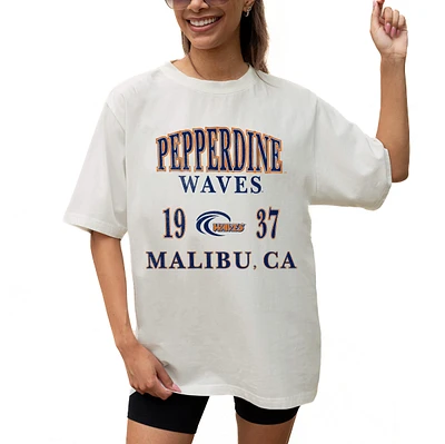Women's Gameday Couture Cream Pepperdine Waves Unity Oversized T-Shirt