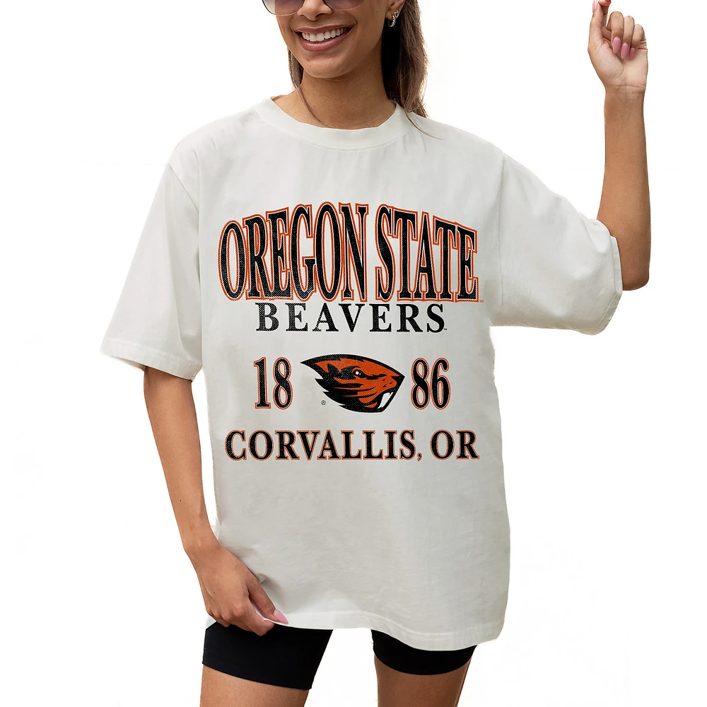 Women's Gameday Couture Cream Oregon State Beavers Unity Oversized T-Shirt