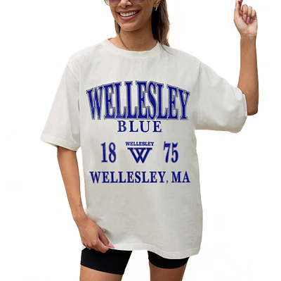 Women's Gameday Couture Cream Wellesley Blue Unity Oversized T-Shirt