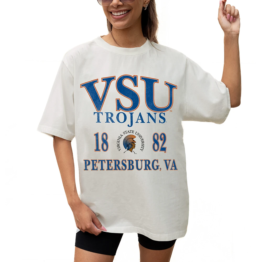Women's Gameday Couture Cream Virginia State Trojans Unity Oversized T-Shirt