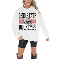 Women's Gameday Couture White Ohio State Buckeyes Fair Catch Pullover Sweatshirt
