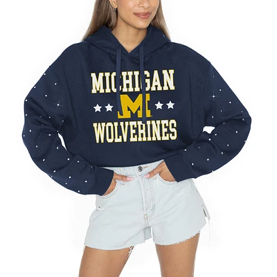 Women's Gameday Couture Navy Michigan Wolverines Like A Star Scrunch Waist Pullover Hoodie