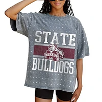 Women's Gameday Couture Gray Mississippi State Bulldogs On the Ball Oversized T-Shirt