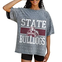 Women's Gameday Couture Gray Mississippi State Bulldogs On the Ball Oversized T-Shirt