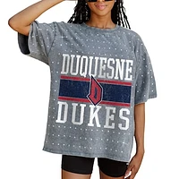 Women's Gameday Couture Gray Duquesne Dukes On the Ball Oversized T-Shirt