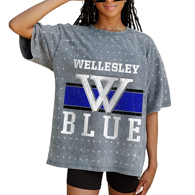 Women's Gameday Couture Gray Wellesley Blue On the Ball Oversized T-Shirt