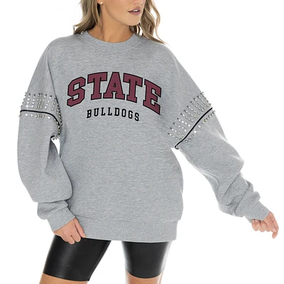 Women's Gameday Couture Heather Gray Mississippi State Bulldogs Competitive Edge Oversized Fleece Pullover Sweatshirt