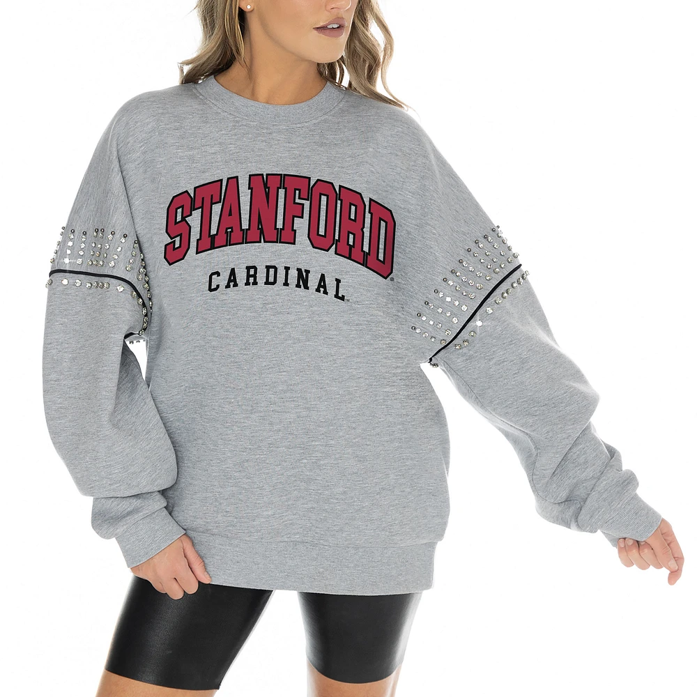 Women's Gameday Couture Heather Gray Stanford Cardinal Competitive Edge Oversized Fleece Pullover Sweatshirt