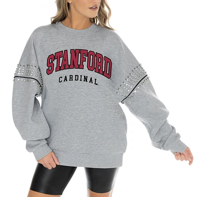 Women's Gameday Couture Heather Gray Stanford Cardinal Competitive Edge Oversized Fleece Pullover Sweatshirt
