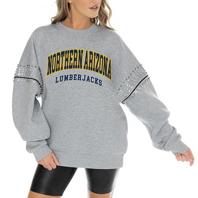 Women's Gameday Couture Heather Gray Northern Arizona Lumberjacks Competitive Edge Oversized Fleece Pullover Sweatshirt