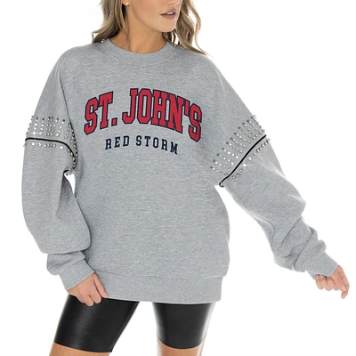 Women's Gameday Couture Heather Gray St. John's Red Storm Competitive Edge Oversized Fleece Pullover Sweatshirt