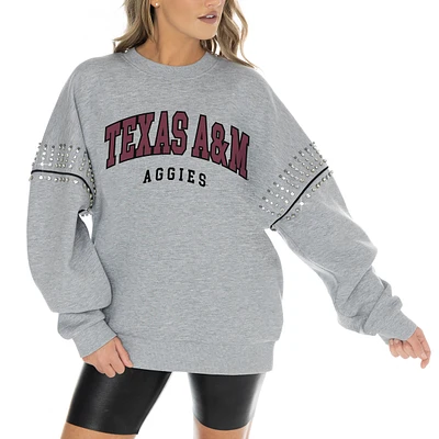 Women's Gameday Couture Heather Gray Texas A&M Aggies Competitive Edge Oversized Fleece Pullover Sweatshirt