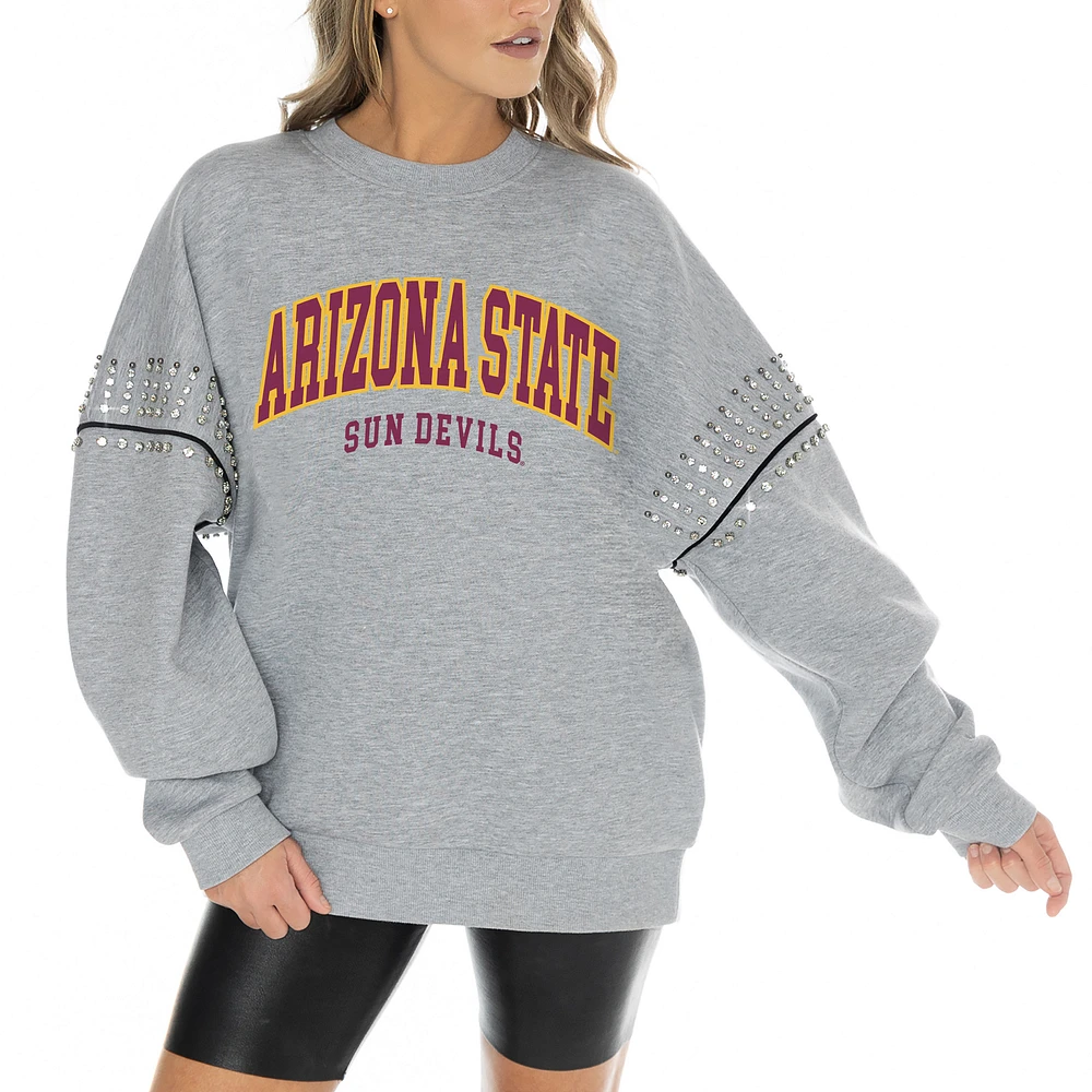 Women's Gameday Couture Heather Gray Arizona State Sun Devils Competitive Edge Oversized Fleece Pullover Sweatshirt
