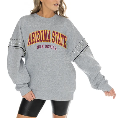 Women's Gameday Couture Heather Gray Arizona State Sun Devils Competitive Edge Oversized Fleece Pullover Sweatshirt