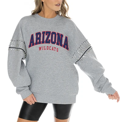 Women's Gameday Couture Heather Gray Arizona Wildcats Competitive Edge Oversized Fleece Pullover Sweatshirt