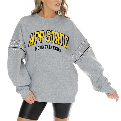 Women's Gameday Couture Heather Gray Appalachian State Mountaineers Competitive Edge Oversized Fleece Pullover Sweatshirt