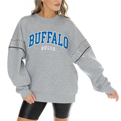 Women's Gameday Couture Heather Gray Buffalo Bulls Competitive Edge Oversized Fleece Pullover Sweatshirt