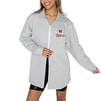 Women's Gameday Couture Ash Miami University RedHawks Foundation Full-Button Long Sleeve Overshirt