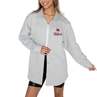 Women's Gameday Couture Ash Miami University RedHawks Foundation Full-Button Long Sleeve Overshirt