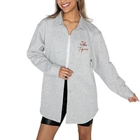 Women's Gameday Couture Ash LSU Tigers Foundation Full-Button Long Sleeve Overshirt