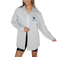 Women's Gameday Couture Ash Spelman College Jaguars Foundation Full-Button Long Sleeve Overshirt