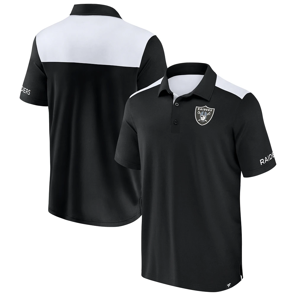 Men's Fanatics  Black/White Las Vegas Raiders Colorblock Polo