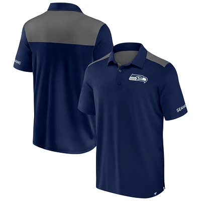 Men's Fanatics  Navy/Gray Seattle Seahawks Colorblock Polo