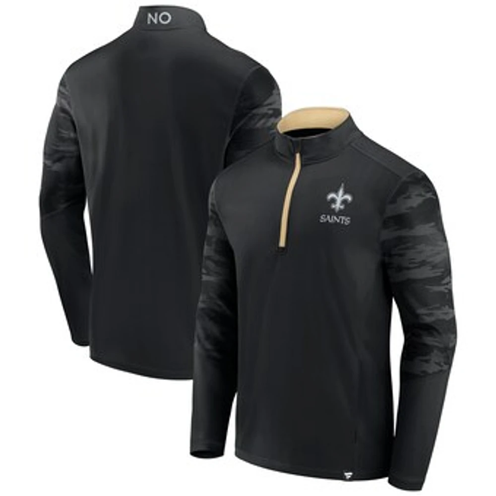 Men's Fanatics Black New Orleans Saints Defender Quarter-Zip Sweatshirt