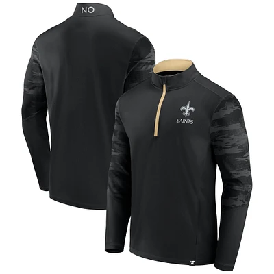 Men's Fanatics Black New Orleans Saints Defender Quarter-Zip Sweatshirt