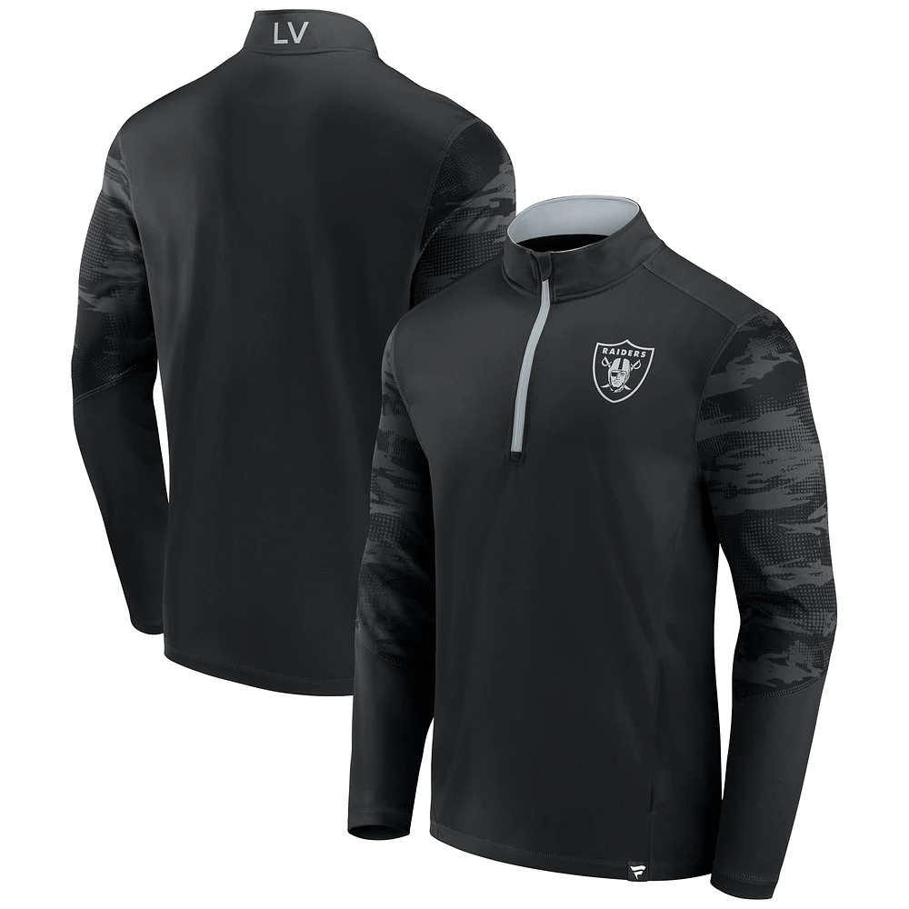 Men's Fanatics Black Las Vegas Raiders Defender Quarter-Zip Sweatshirt