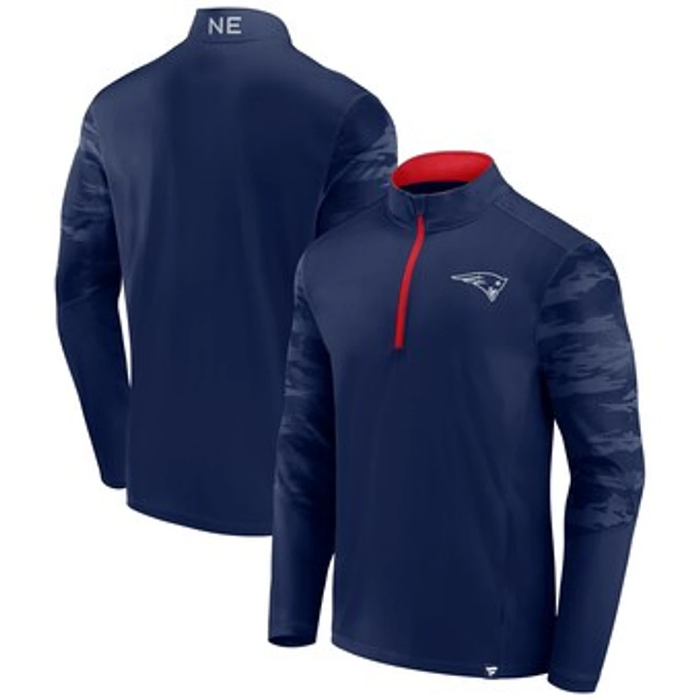 Men's Fanatics Navy New England Patriots Defender Quarter-Zip Sweatshirt