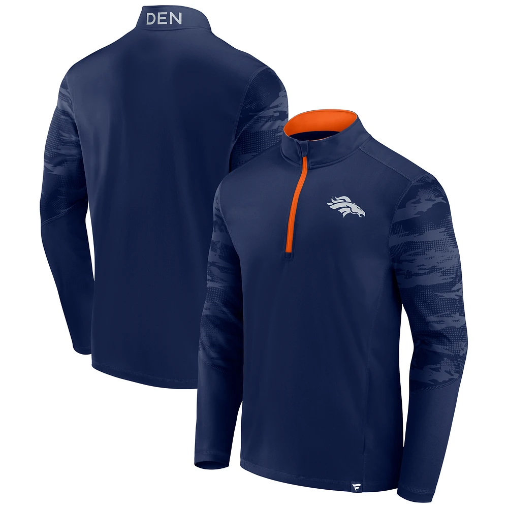 Men's Fanatics Navy Denver Broncos Defender Quarter-Zip Sweatshirt