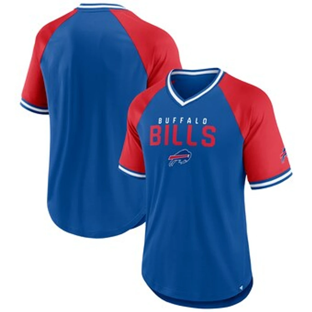 Men's Fanatics Royal/Red Buffalo Bills Hashmark Raglan T-Shirt