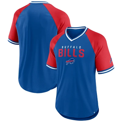 Men's Fanatics Royal/Red Buffalo Bills Hashmark Raglan T-Shirt