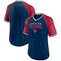 Men's Fanatics Navy/Red Houston Texans Hashmark Raglan T-Shirt